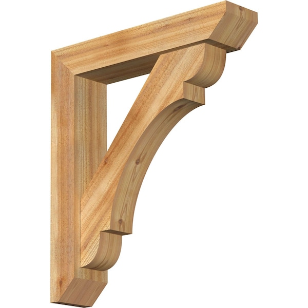 Ekena Millwork Olympic Slat Rough Sawn Bracket w/ Offset Brace, Western Red Cedar, 6"W x 28"D x 32"H BKT0604X28X32OLY06RWR - main